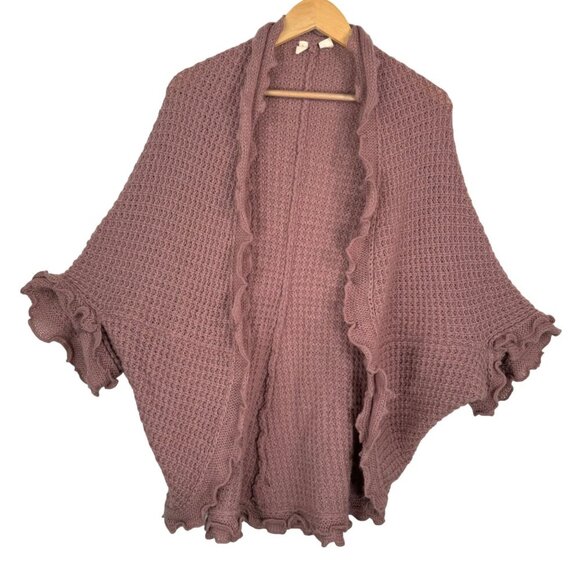 Moth Mauve Knit Wool Cardigan With Ruffled Edges Pink Size S - Picture 1 of 8
